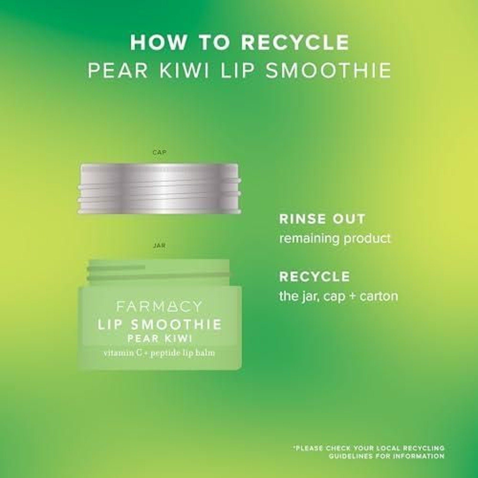 Farmacy Lip Smoothie Pear Kiwi Vitamin C + Peptide Lip Balm 0.34 Oz